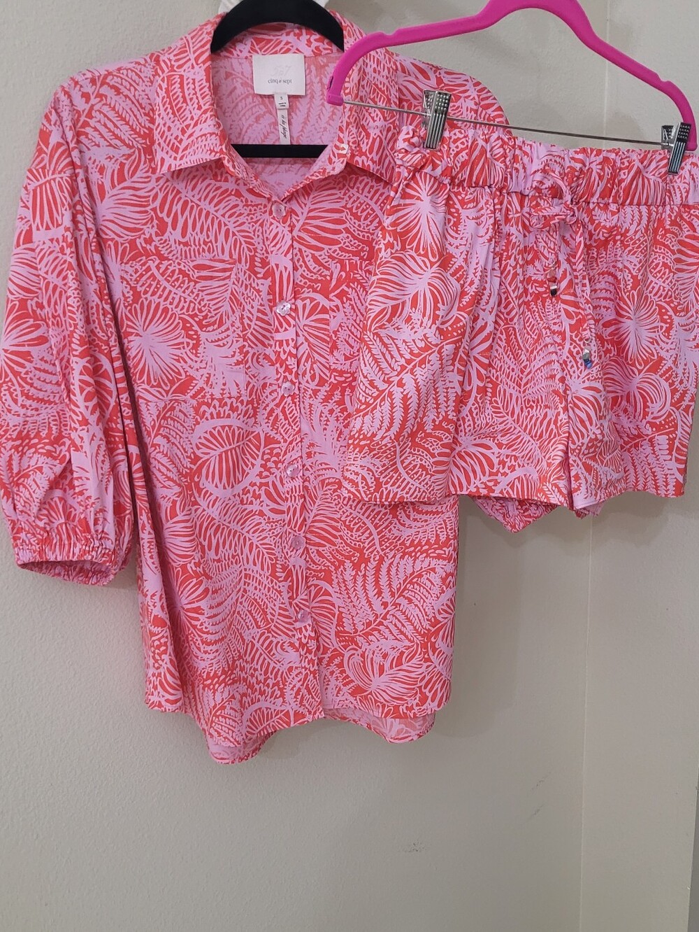 Tropical Inkblot Jacques Top And Shorts Set. Small. Cinq A Sept